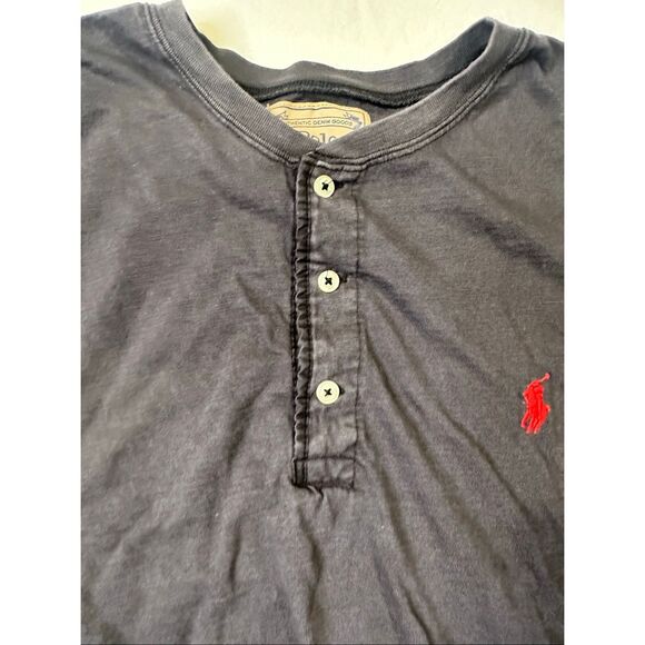 Polo Ralph Lauren Men’s Henley 3 Button T-Shirt Washed Blue size Large - Picture 4 of 9